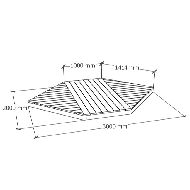 Erimuotoinen terassi 2x3m