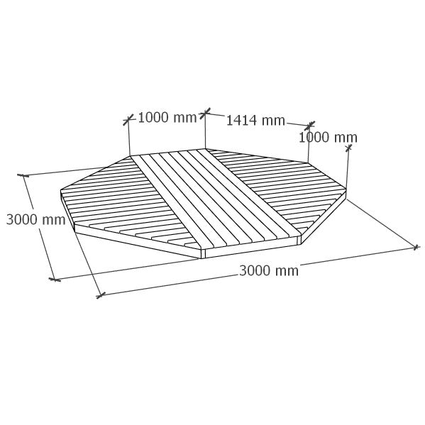 Erimuotoinen terassi 3x3m